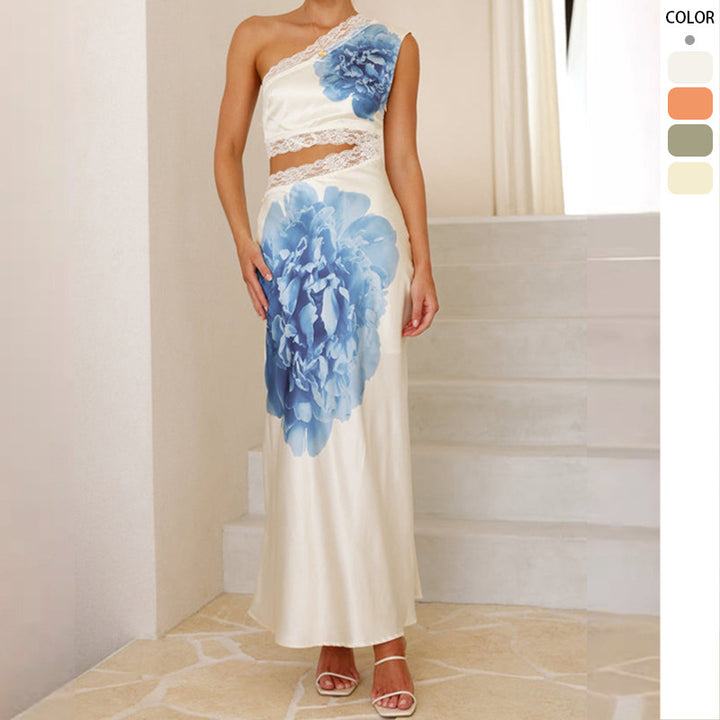 Women's elegant wedding dress with asymmetric design and lace Lisslune