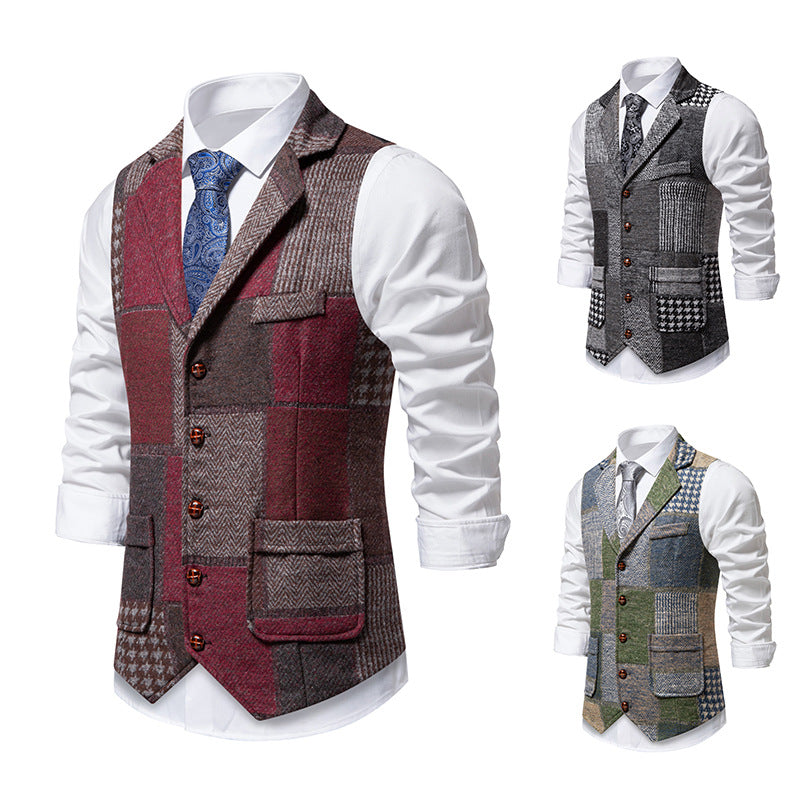 Men's elegant waistcoat in patchwork design Lisslune