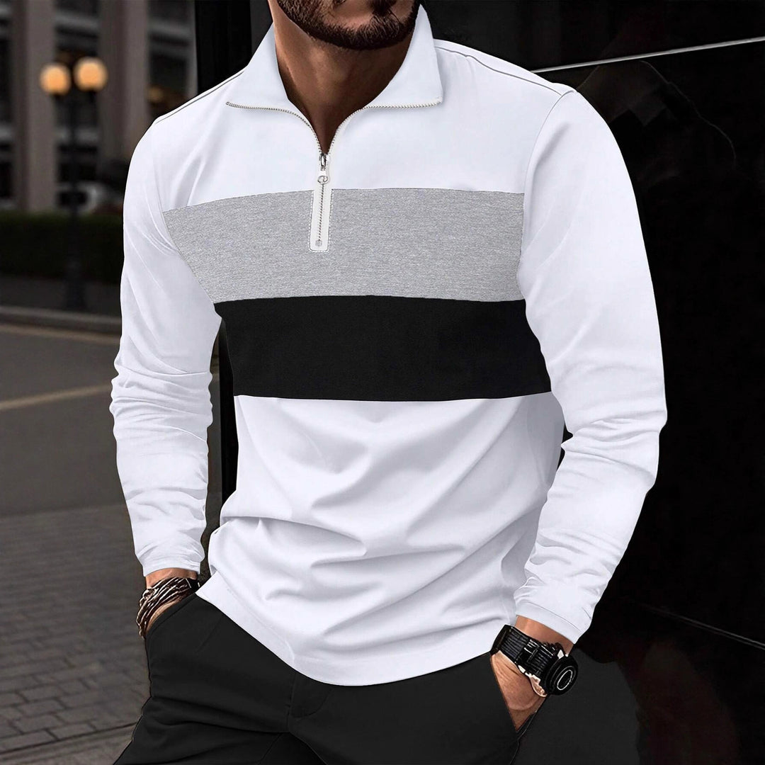 Men's zip sweater with fashionable color cut and comfortable style Lisslune