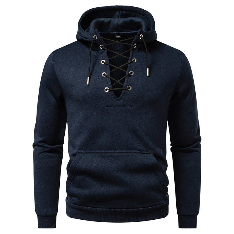 Men's hoodie with fashionable lacing design Lisslune