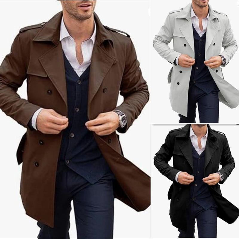 Men's elegant trench coat with textured design and double button placket Lisslune
