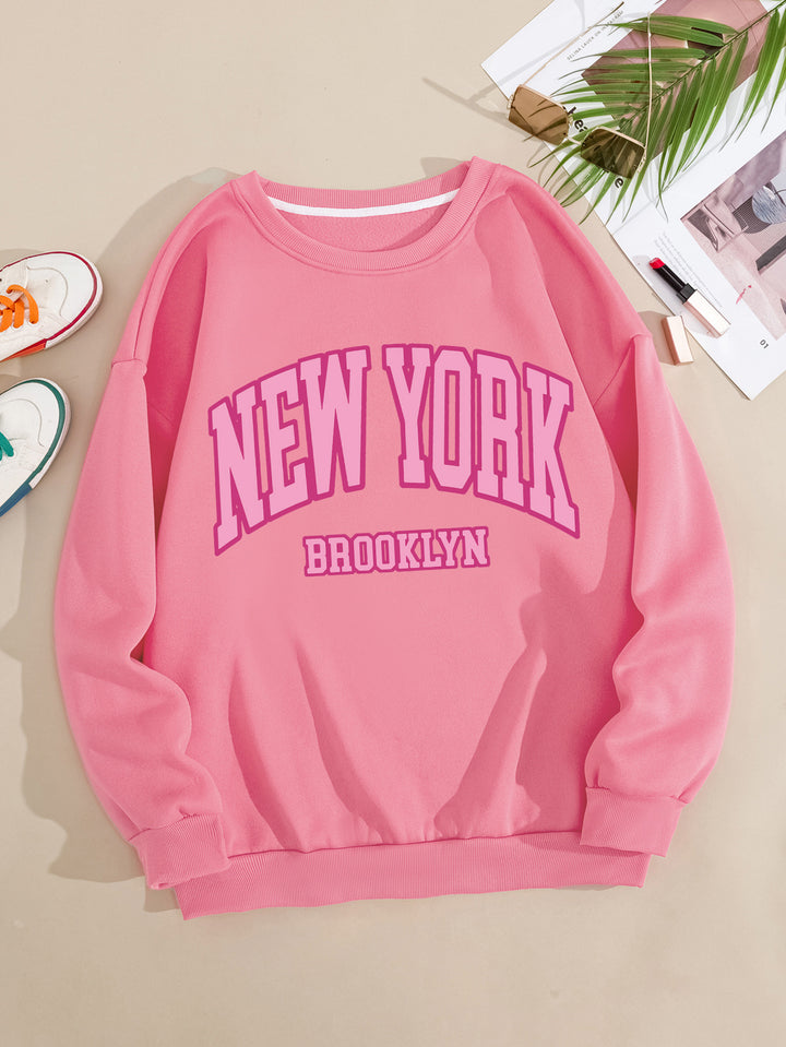 Women's casual sweater with striking NYC print Lisslune
