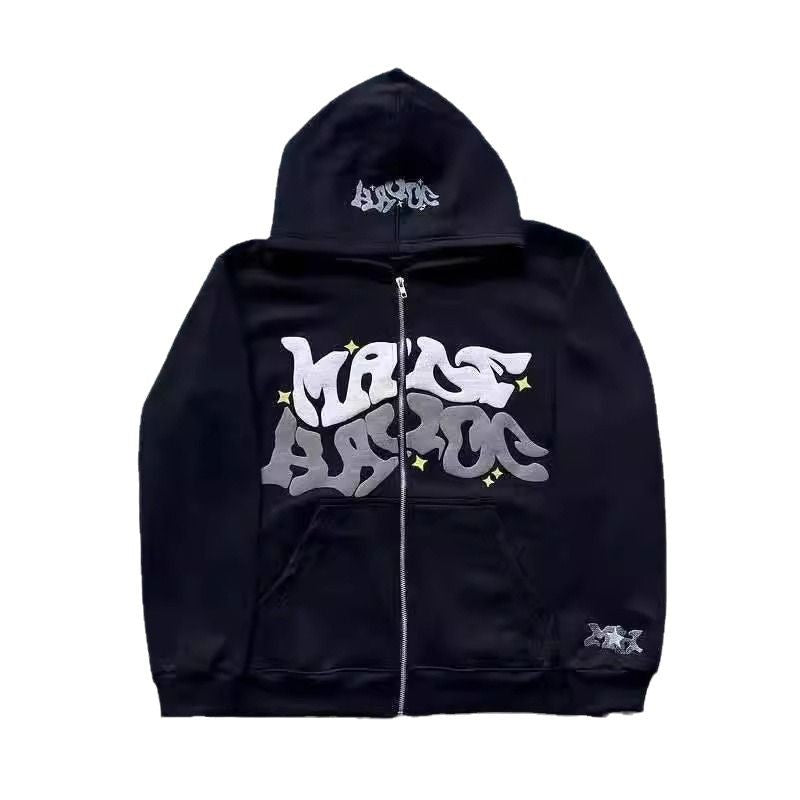 Women's hooded jacket with creative graphic design and high-quality zipper Lisslune