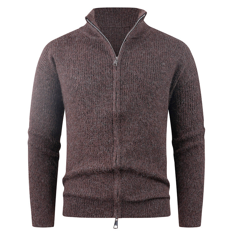 Men's knitted sweater with modern zipper and structured texture Lisslune