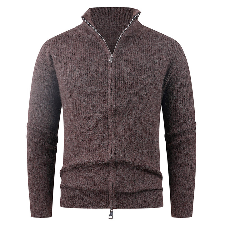 Men's knitted sweater with modern zipper and structured texture Lisslune