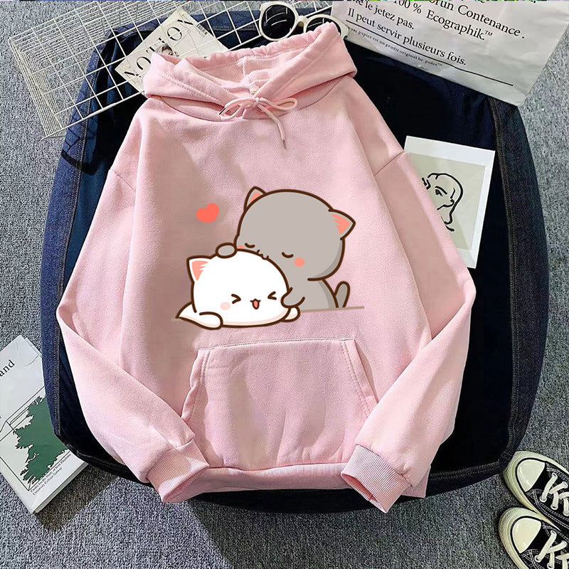 Women's hooded sweatshirt with cute cat design Lisslune