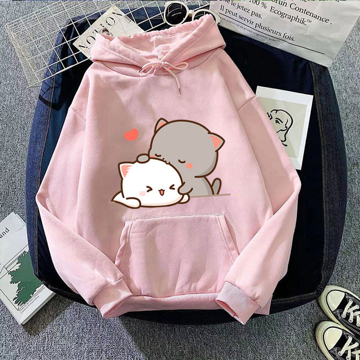 Women's hooded sweatshirt with cute cat design Lisslune