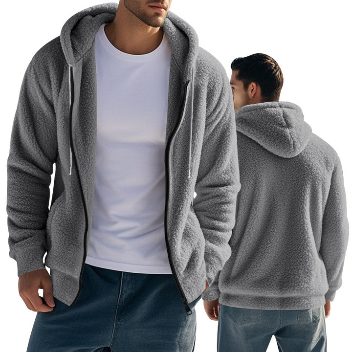 Men's fleece hoodie with kangaroo pocket and practical zip Lisslune