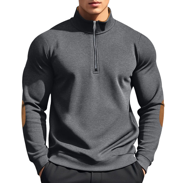 Men's sporty pullover with stand-up collar and zipper Lisslune