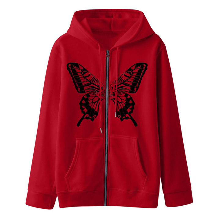 Women's hoodie sweatshirt jacket with unique butterfly print Lisslune