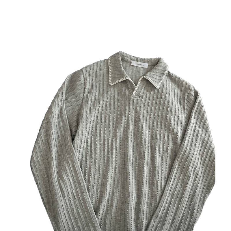 Men's sweater with casual textured design and trendy collar Lisslune