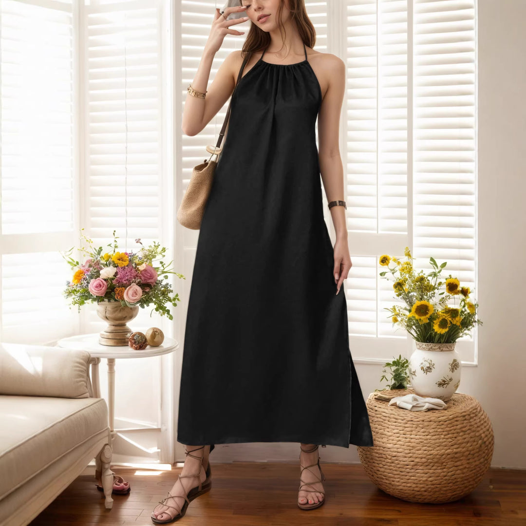 Women's Maxi Dress with Elegant Halter Strap Lisslune