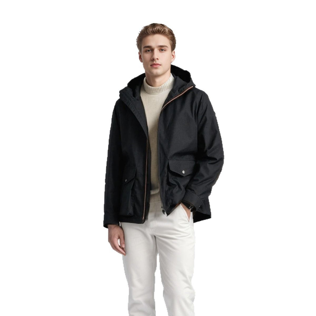 Men's durable multifunction jacket with adjustable hood collar and spacious pockets Lisslune