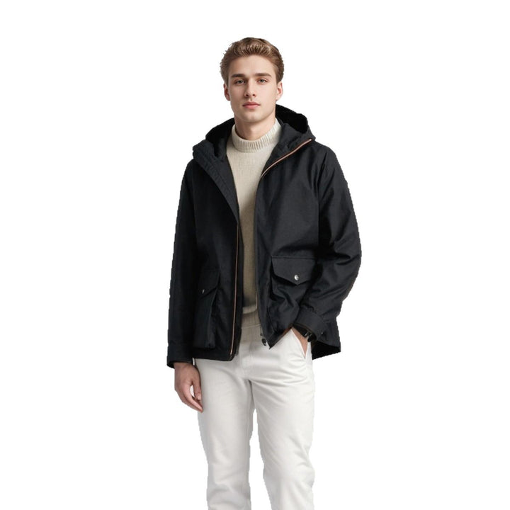 Men's durable multifunction jacket with adjustable hood collar and spacious pockets Lisslune