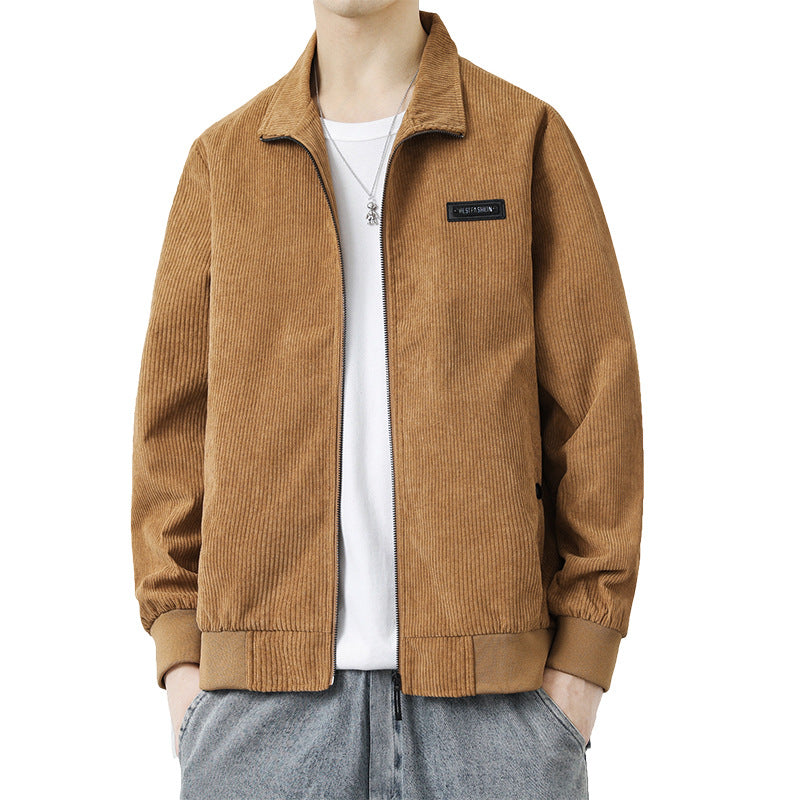 Men's cord jacket with high collar and practical pockets Lisslune