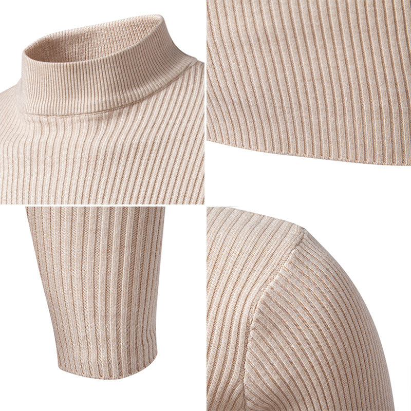 Men's turtleneck sweater made of high-quality stretch wool with ribbed texture Lisslune