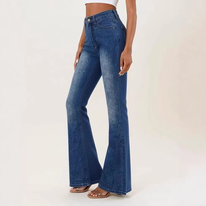 Women Flared Jeans with High Waist and Unique Structure Design Lisslune