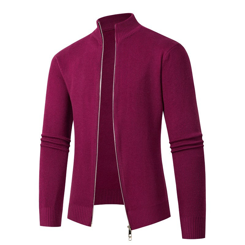 Men's fashionable knitted jacket with high collar and zipper Lisslune