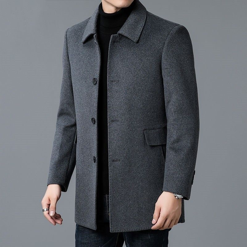 Men's elegant wool coat with classic lapels and pockets Lisslune