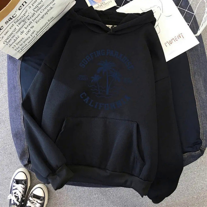 Women's hoodie with casual surf design and high-quality cotton blend Lisslune