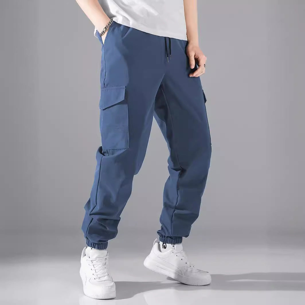 Men's cargo pants with elastic waistband and practical side pockets Lisslune