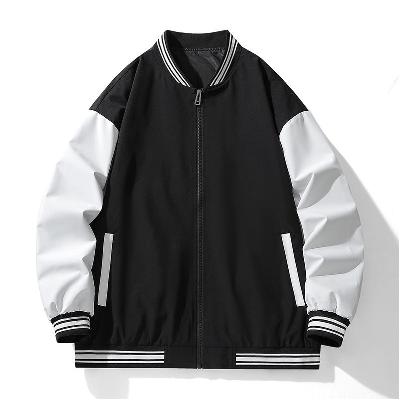 Men's Sporty Bomber Jacket with Contrasting Sleeves and Elastic Waistband Lisslune