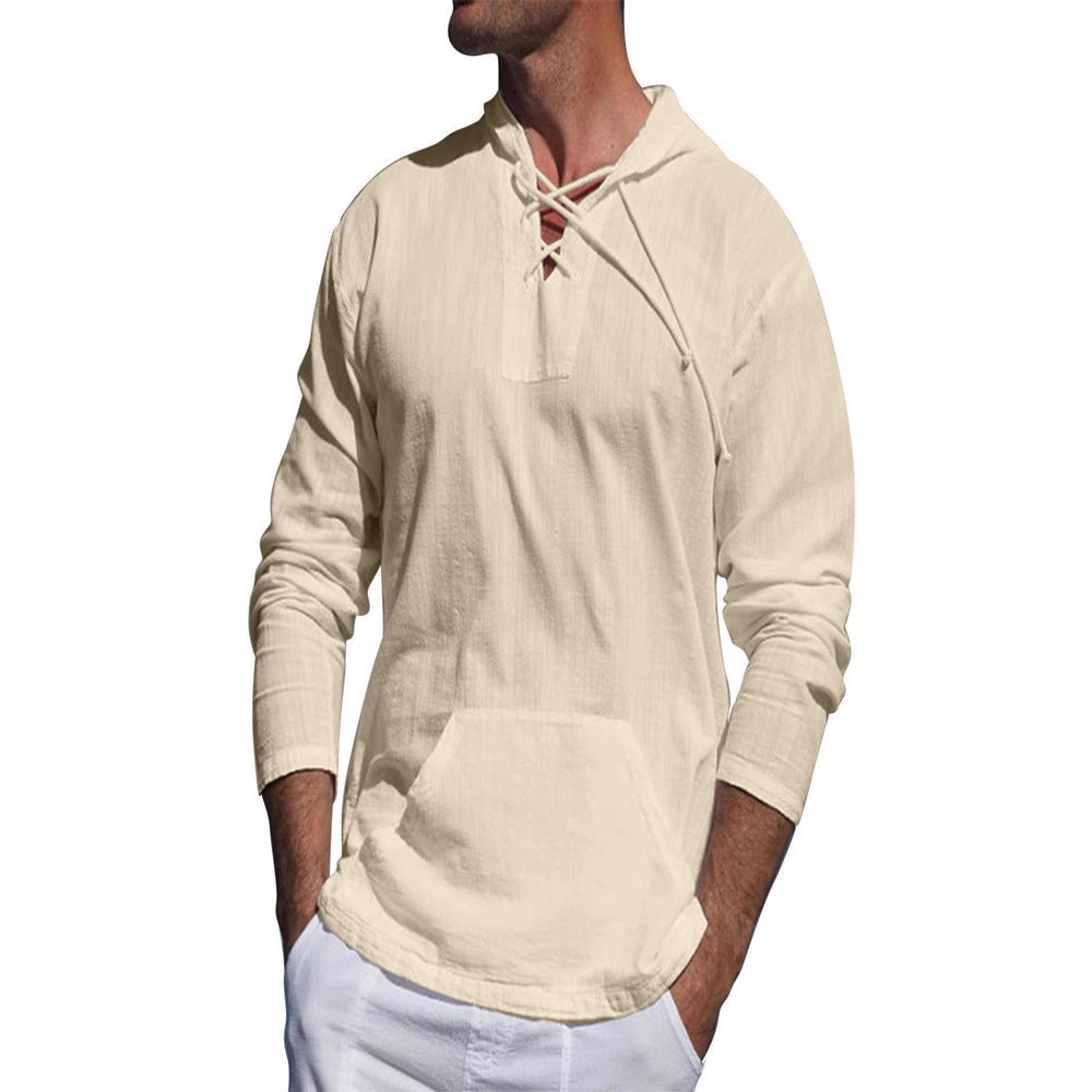 Men's long sleeve shirt with adjustable drawstring and practical kangaroo pocket Lisslune