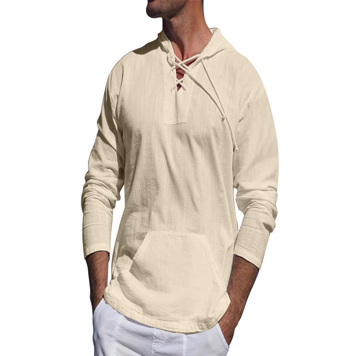 Men's long sleeve shirt with adjustable drawstring and practical kangaroo pocket Lisslune