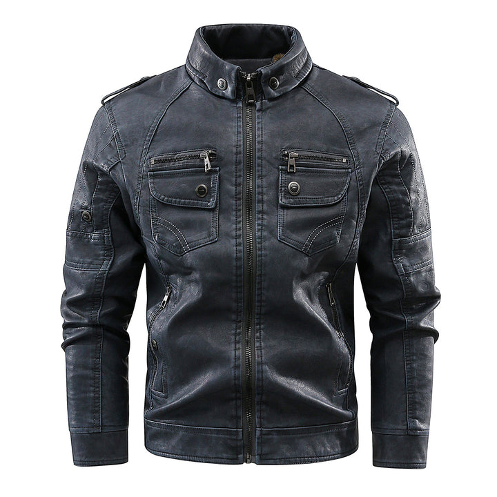 Men's elegant leather jacket with practical pockets and zipper details Lisslune