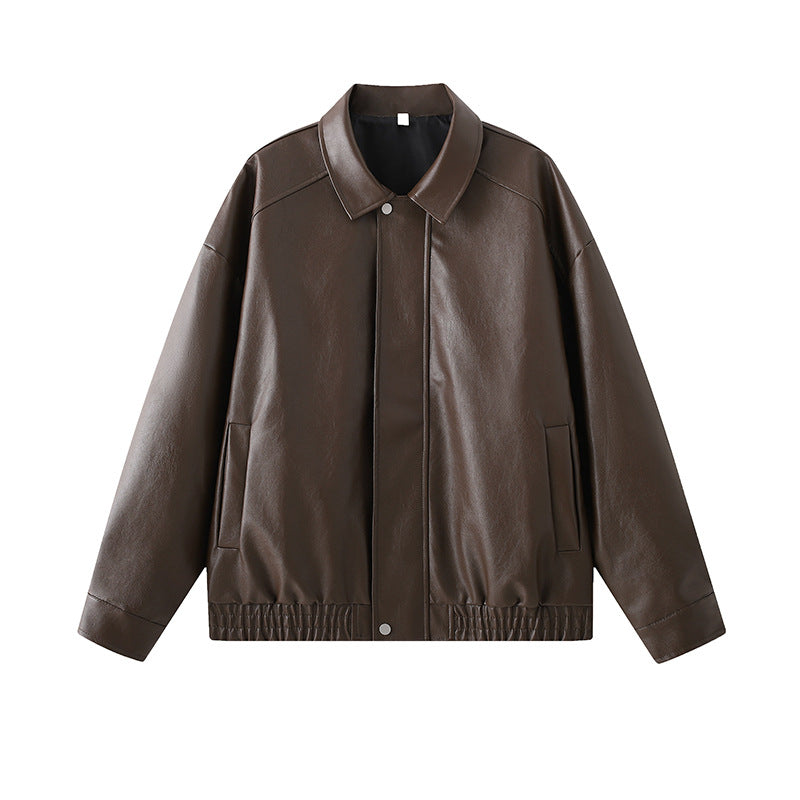 Men's elegant synthetic leather jacket with elastic waistband Lisslune