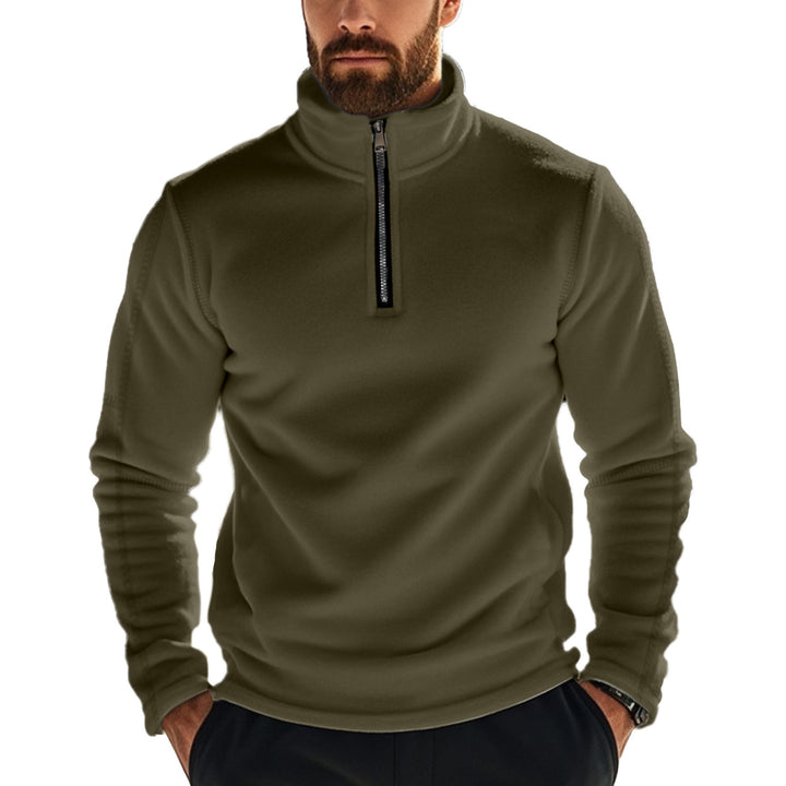 Men's fleece top with short zipper and high collar Lisslune