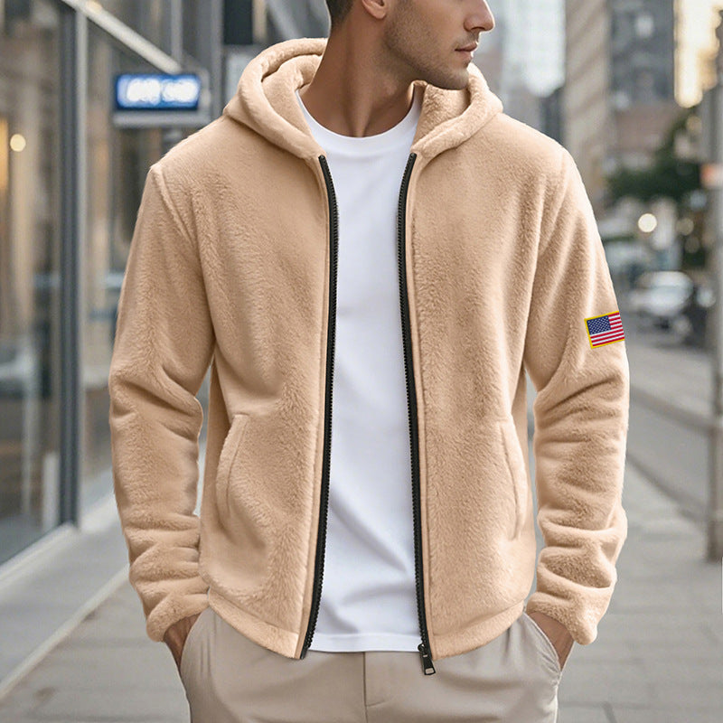 Men's fleece hoodie with practical pockets and modern zipper Lisslune