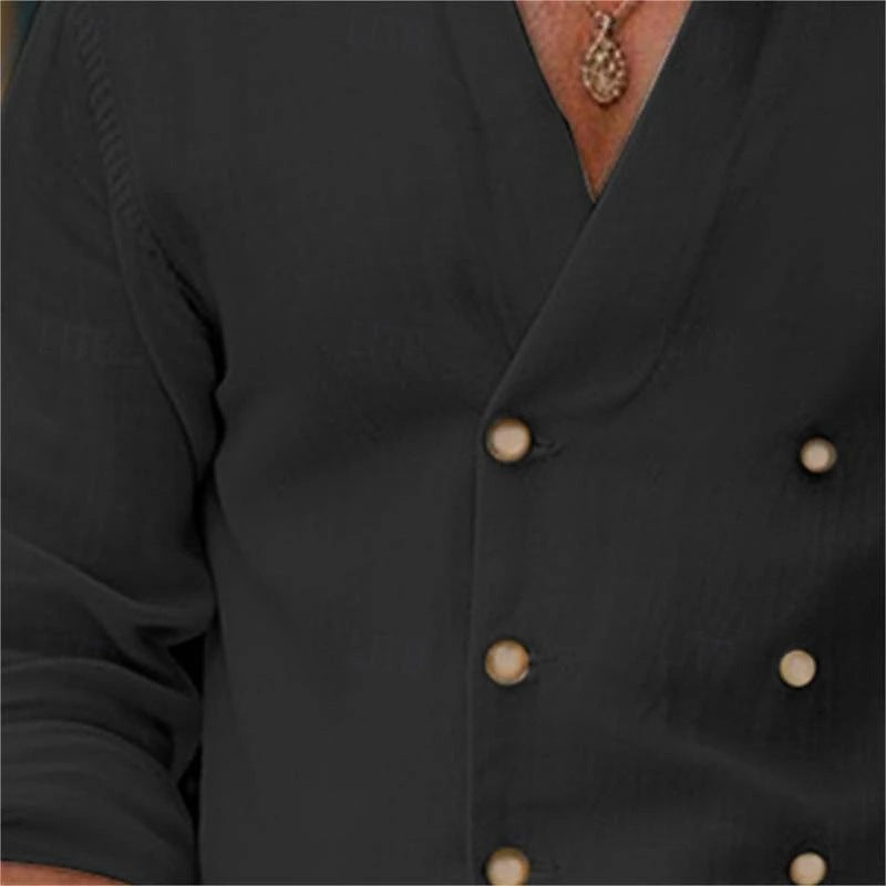 Men's elegant linen shirt with double button placket Lisslune