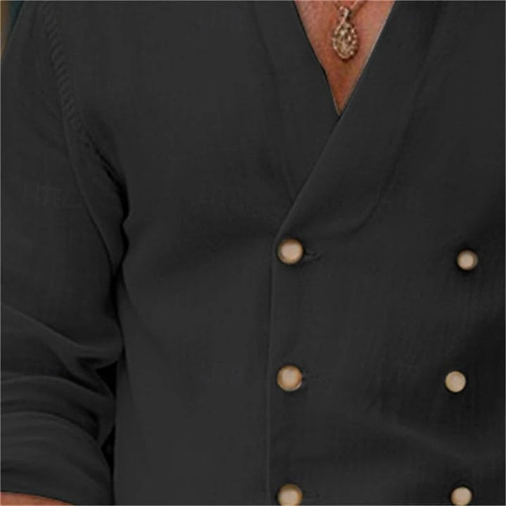 Men's elegant linen shirt with double button placket Lisslune