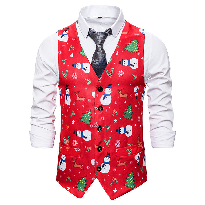Men's festive waistcoat with vibrant Christmas design Lisslune
