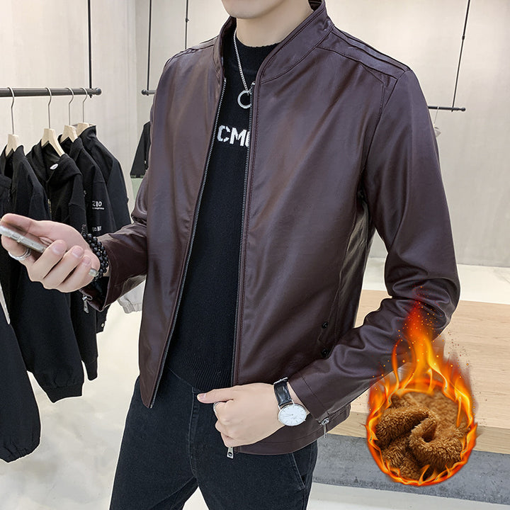Men's artificial leather jacket with minimalist design and practical pockets Lisslune