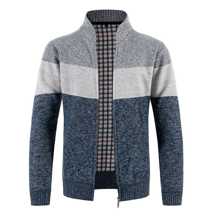 Men's fashionable cardigan with contrasting stripes and quilted inner lining Lisslune