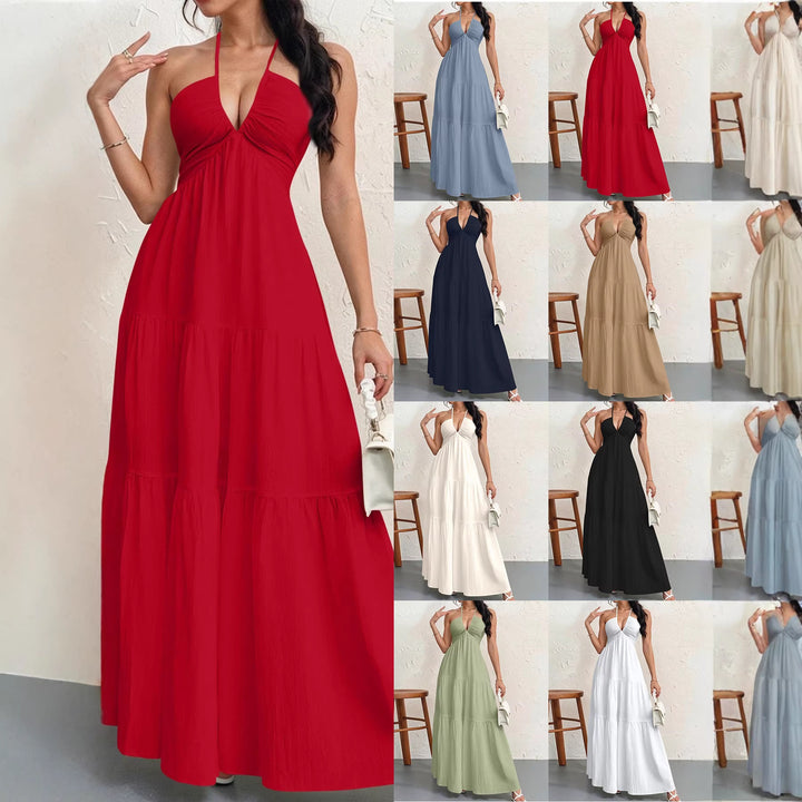 Women’s maxi dress with deep V-neckline and airy silhouette Lisslune