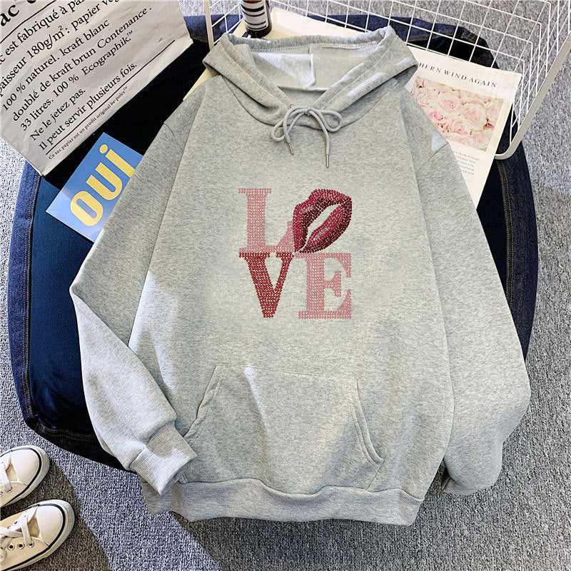 Women's hoodie with creative lip design Lisslune
