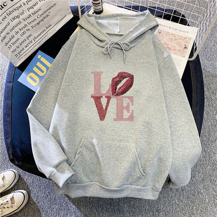 Women's hoodie with creative lip design Lisslune