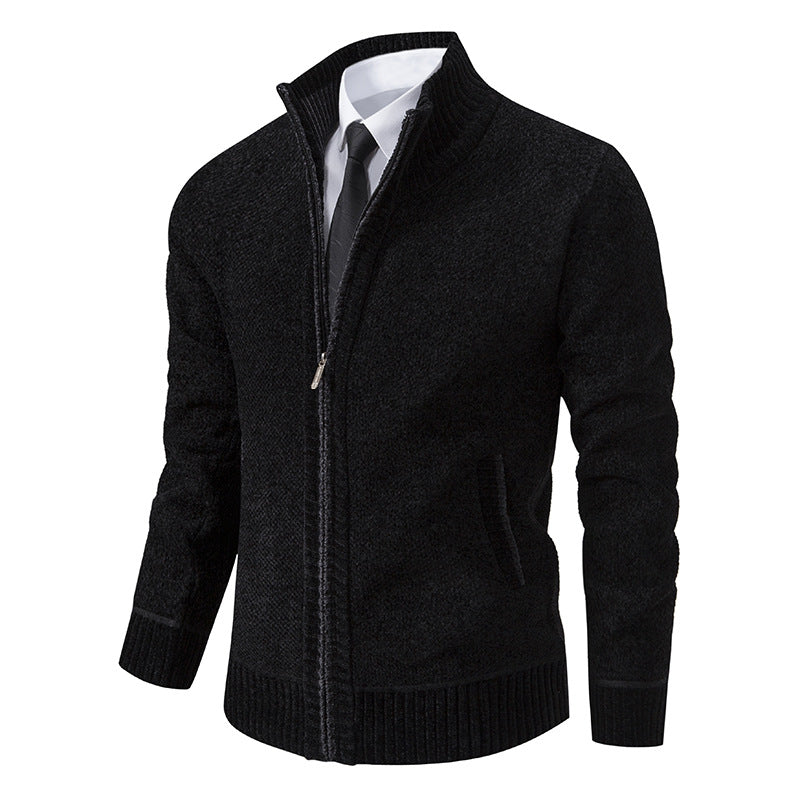 Men's elegant cardigan with modern zipper and high collar Lisslune