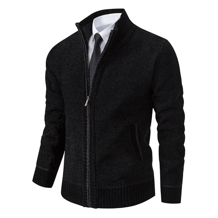 Men's elegant cardigan with modern zipper and high collar Lisslune