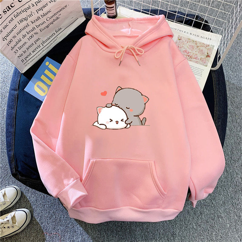 Women's hoodie with playful cat motif and comfortable fit Lisslune