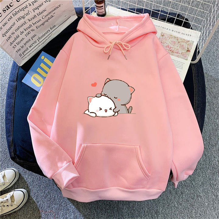 Women's hoodie with playful cat motif and comfortable fit Lisslune