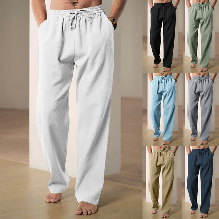 Mens Comfortable Summer Leisure Pants with Elastic Waistband Lisslune