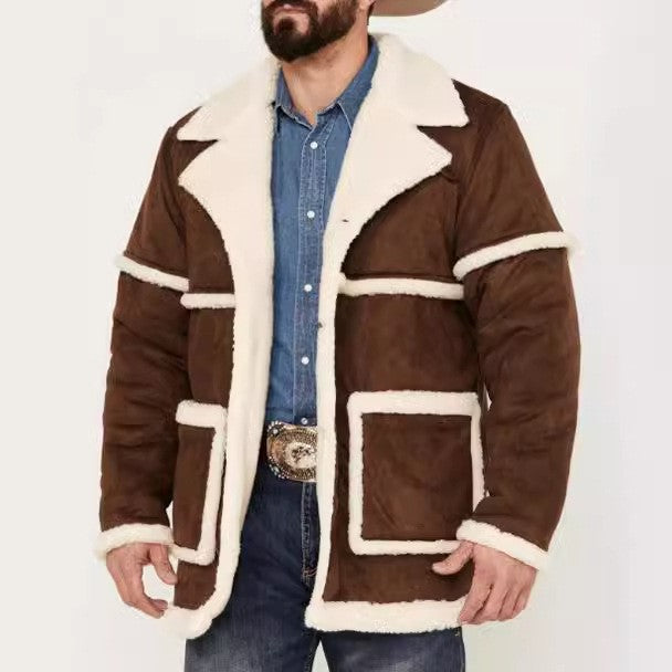 Men's cozy lambskin coat with spacious pockets and elegant collar Lisslune