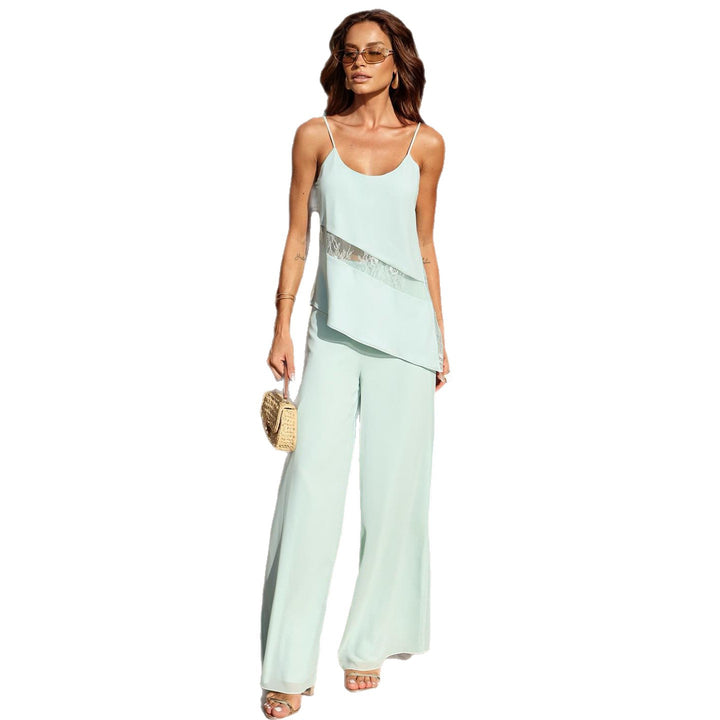 Ladies elegant two-piece top with flowing cut and wide trousers Lisslune