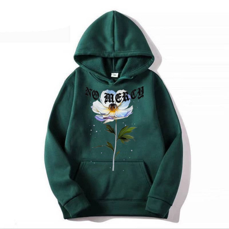 Women's hoodie with floral print and prominent lettering Lisslune
