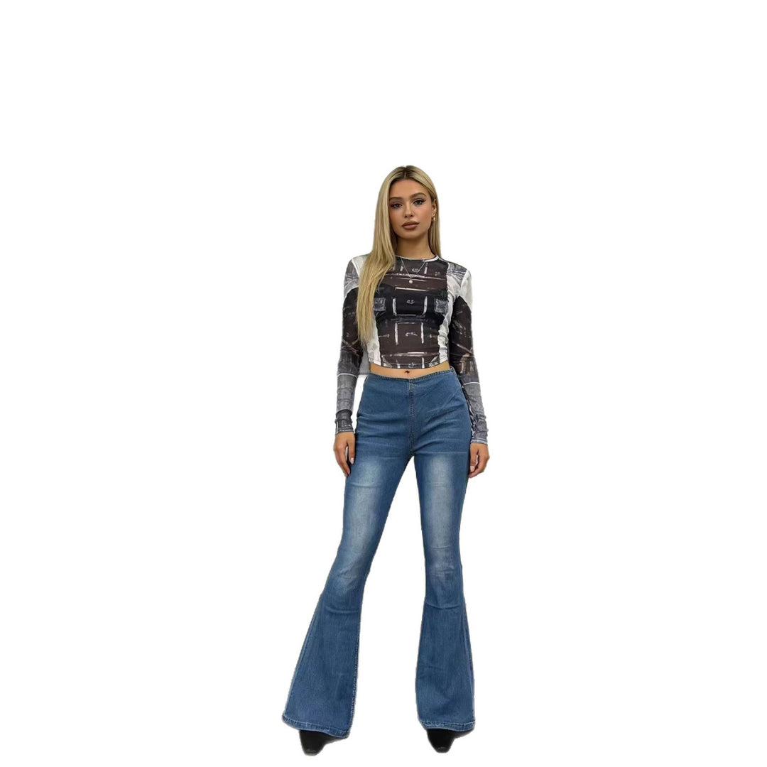 Women's fashionable flared jeans with high waist and comfortable fit Lisslune