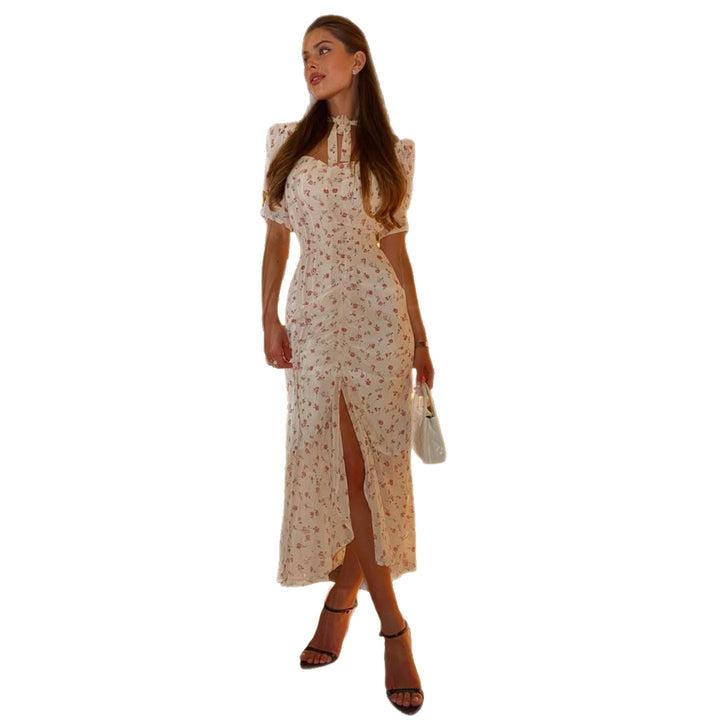 Women's maxi dress with floral pattern and elegant details Lisslune